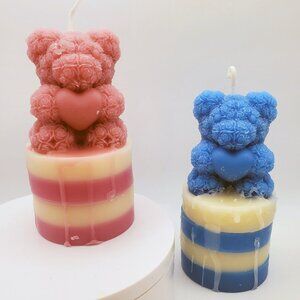 Teddy Tier Candle Pick one Either Pink or Blue